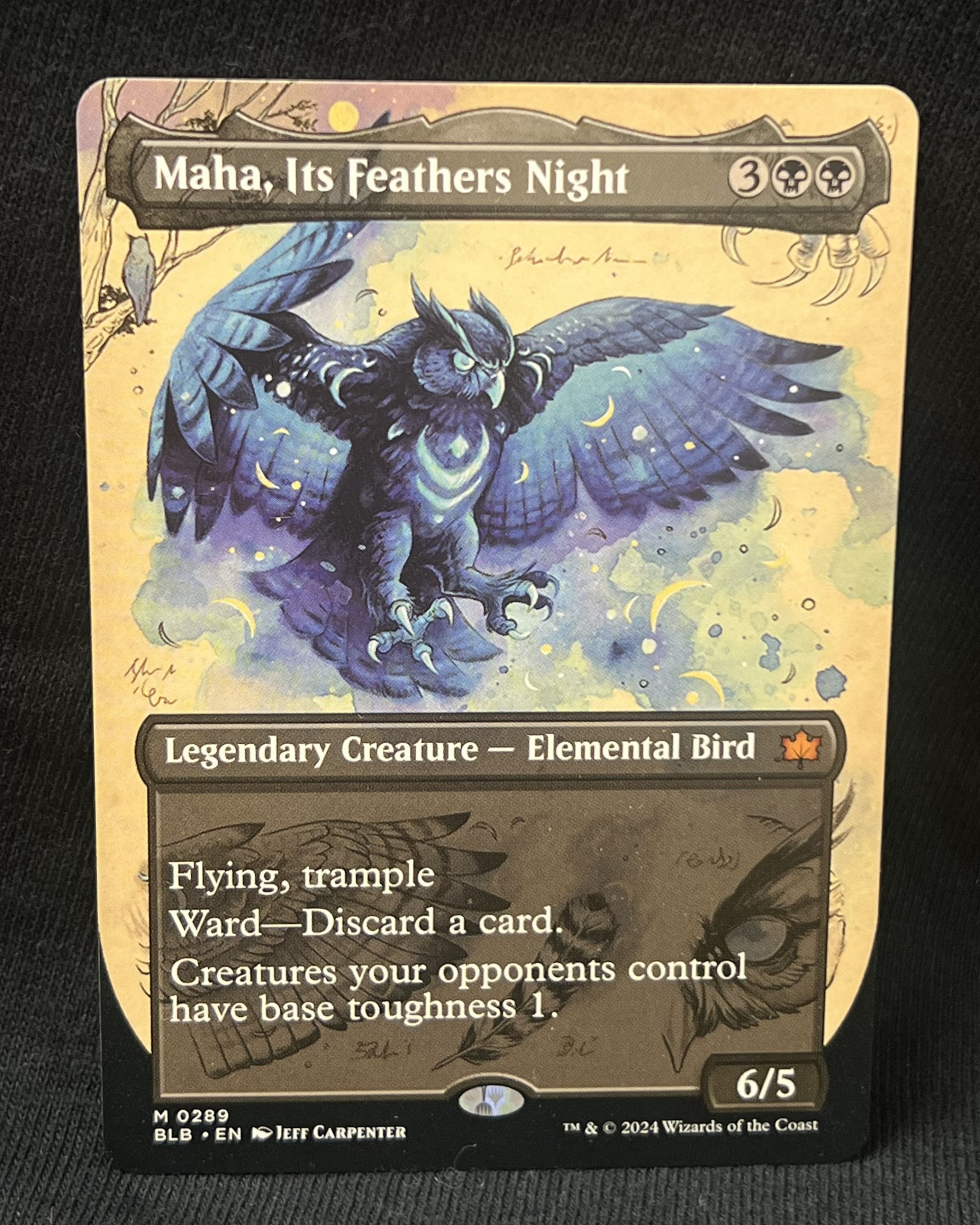 Maha, Its Feathers Night (Borderless) - MTG Proxy Bloomburrow